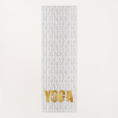 Goldener YOGA-Text mit Silhouette auf schwarzen St Yogamatte (Vorderseite)