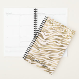 Goldener Zebradruck-Konfetti Planer