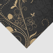 Goldener Zierschwarzer Dekoupage Hintergrund Seidenpapier (Detail)