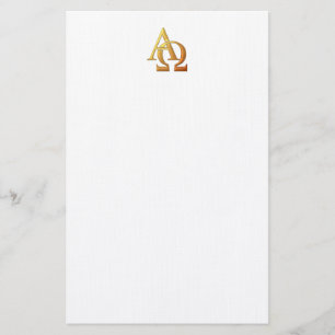 Goldenes "3-D" Alpha und Omega-Symbol Briefpapier