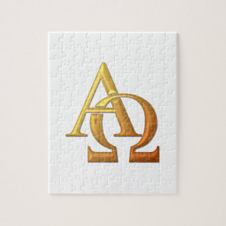 Goldenes "3-D" Alpha und Omega-Symbol Puzzle