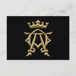Goldenes "3-D" Alpha und Omegas w/Crown Symbol RSVP Karte