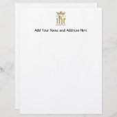 Goldenes "3-D" IHC mit Krone Briefkopf (Vorne/Hinten)