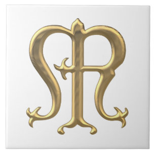 Goldenes "3-D" Jungfrau-Mary-Symbol Fliese