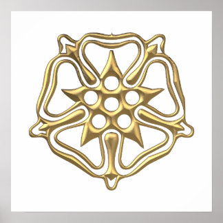 Goldenes 3-D-Rose-Symbol Poster