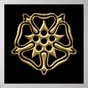 Goldenes 3-D-Rose-Symbol Poster