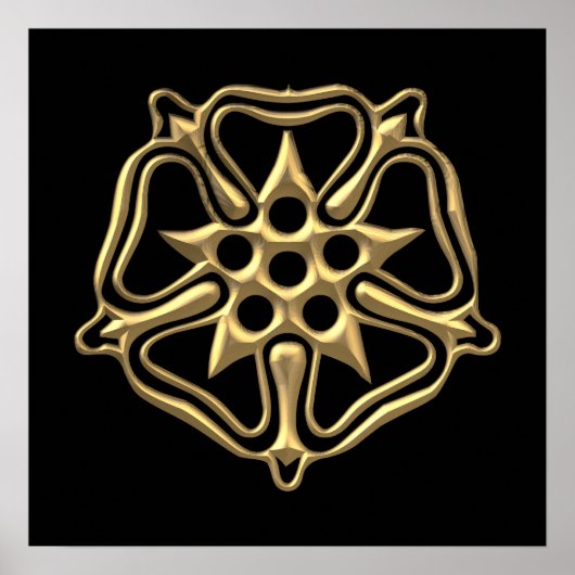 Goldenes 3-D-Rose-Symbol Poster (Vorne)