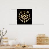 Goldenes 3-D-Rose-Symbol Poster (Küche)