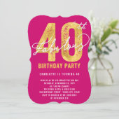 Goldenes 40-jähriges Party zum 40. Einladung (Stehend Vorderseite)