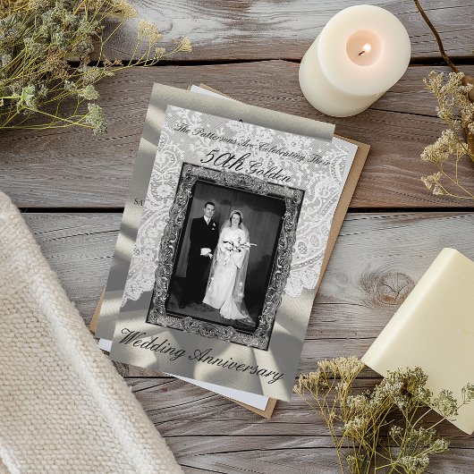 Goldenes 50. Hochzeitstag Foto Modernes Einladung