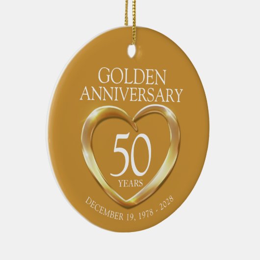 Goldenes 50-jähriges Foto-Geschenk Keramik Ornament (Rechts)