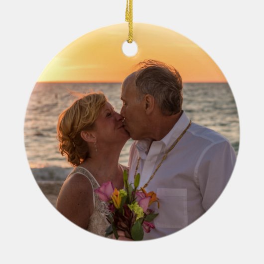 Goldenes 50-jähriges Foto-Geschenk Keramik Ornament (Hinten)