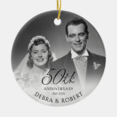 Goldenes 50-jähriges Foto Ornament mit QR Cod (Vorne)