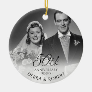 Goldenes 50-jähriges Foto Ornament mit QR Cod