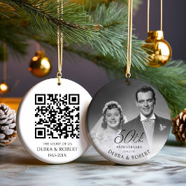 Goldenes 50-jähriges Foto Ornament mit QR Cod