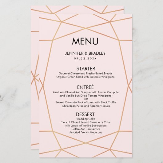 Goldenes Abendmenü der geometrischen Rose | Benutz (Vorne/Hinten)