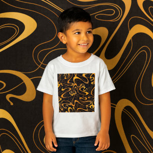 Goldenes abstraktes Wirbelmuster T-Shirt