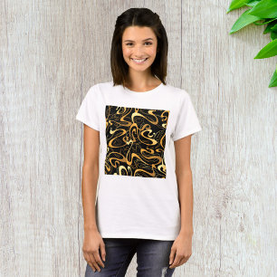 Goldenes abstraktes Wirbelmuster T-Shirt