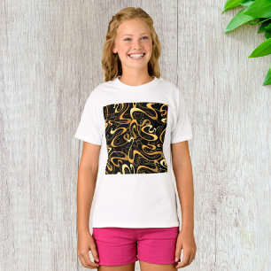 Goldenes abstraktes Wirbelmuster T-Shirt