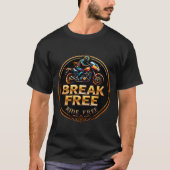 Goldenes Abzeichen mit Break Free Biker Logo T-Shirt (Vorderseite)