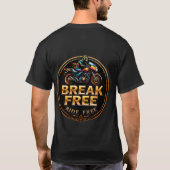 Goldenes Abzeichen mit Break Free Biker Logo T-Shirt (Rückseite)