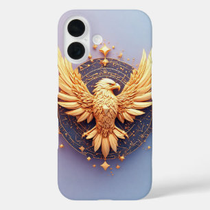 Goldenes Adler-Emblem mit dekorativen Sternen iPhone 16 Hülle