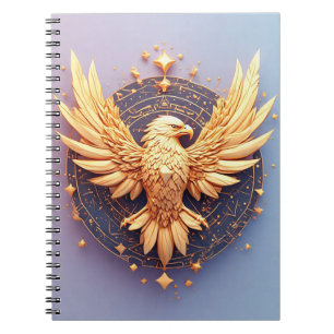 Goldenes Adler-Emblem mit dekorativen Sternen Notizblock