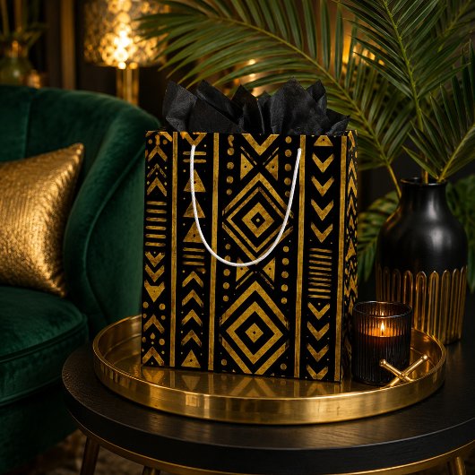 Goldenes afrikanisches Erbmuster  Große Geschenktüte