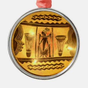 Goldenes Afrikanisches Ethno-Kunstprintdesign Ornament Aus Metall