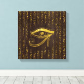 Goldenes ägyptisches Auge des Horus und Hieroglyph Leinwanddruck (Insitu (Holzboden))