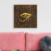 Goldenes ägyptisches Auge des Horus und Hieroglyph Leinwanddruck (Insitu (Wohnzimmer))