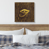 Goldenes ägyptisches Auge des Horus und Hieroglyph Leinwanddruck (Insitu (Schlafzimmer))