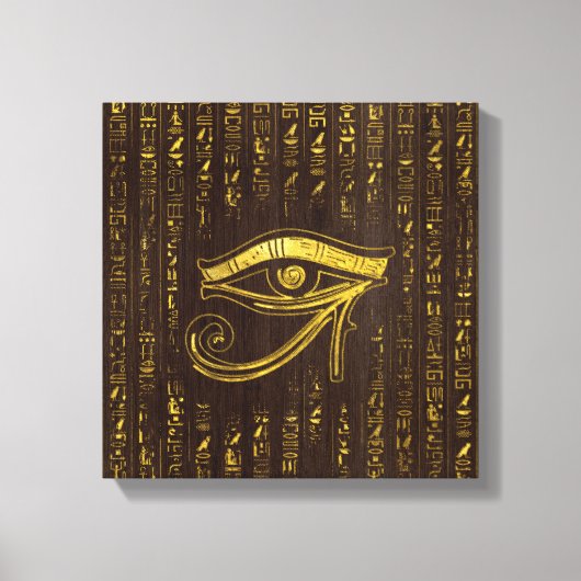 Goldenes ägyptisches Auge des Horus und Hieroglyph Leinwanddruck (Vorderseite)