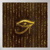 Goldenes ägyptisches Auge des Horus und Hieroglyph Poster (Vorne)