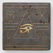 Goldenes Ägyptisches Auge Steinuntersetzer (Vorderseite)