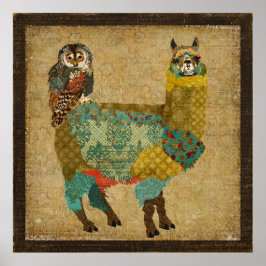 Goldenes Alpaca & Aquamarines Owl Art Poster