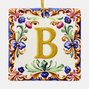 Goldenes Alphabet – Buchstabe B Keramikornament