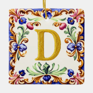 Goldenes Alphabet – Buchstabe D Keramikornament