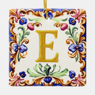 Goldenes Alphabet – Buchstabe E Keramikornament