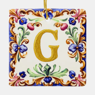 Goldenes Alphabet – Buchstabe G Keramikornament