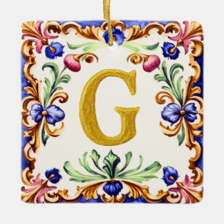 Goldenes Alphabet – Buchstabe G Keramikornament