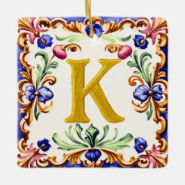Goldenes Alphabet – Buchstabe K Keramikornament