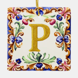 Goldenes Alphabet – Buchstabe P Keramikornament