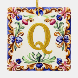 Goldenes Alphabet – Buchstabe Q Keramikornament