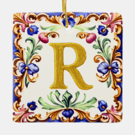 Goldenes Alphabet – Buchstabe R Keramikornament