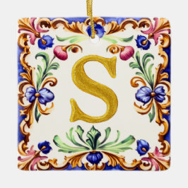 Goldenes Alphabet – Buchstabe S Keramikornament