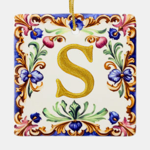 Goldenes Alphabet – Buchstabe S Keramikornament