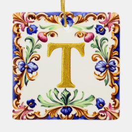 Goldenes Alphabet – Buchstabe T Keramikornament