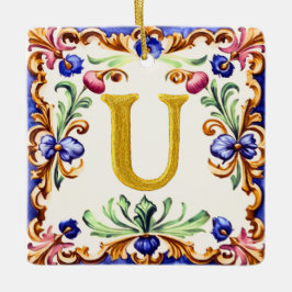 Goldenes Alphabet – Buchstabe U Keramikornament