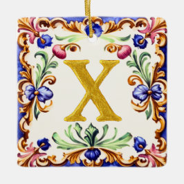 Goldenes Alphabet – Buchstabe X Keramikornament